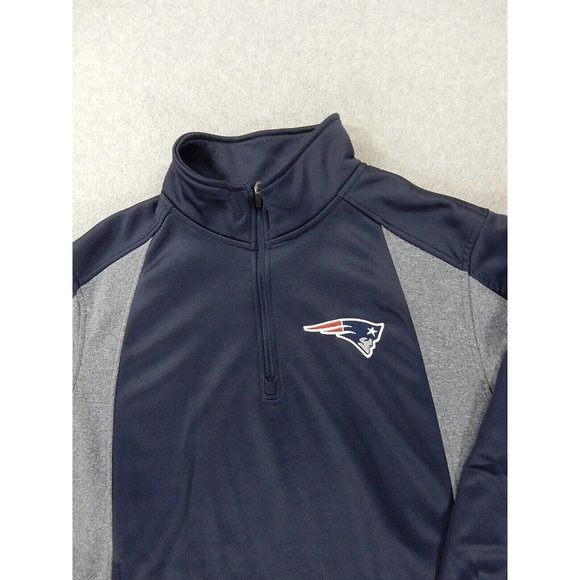 New England Patriots NFL Football 1/4 Zip Pullover Sweatshirt (Men's XL) Blue - Picture 2 of 10